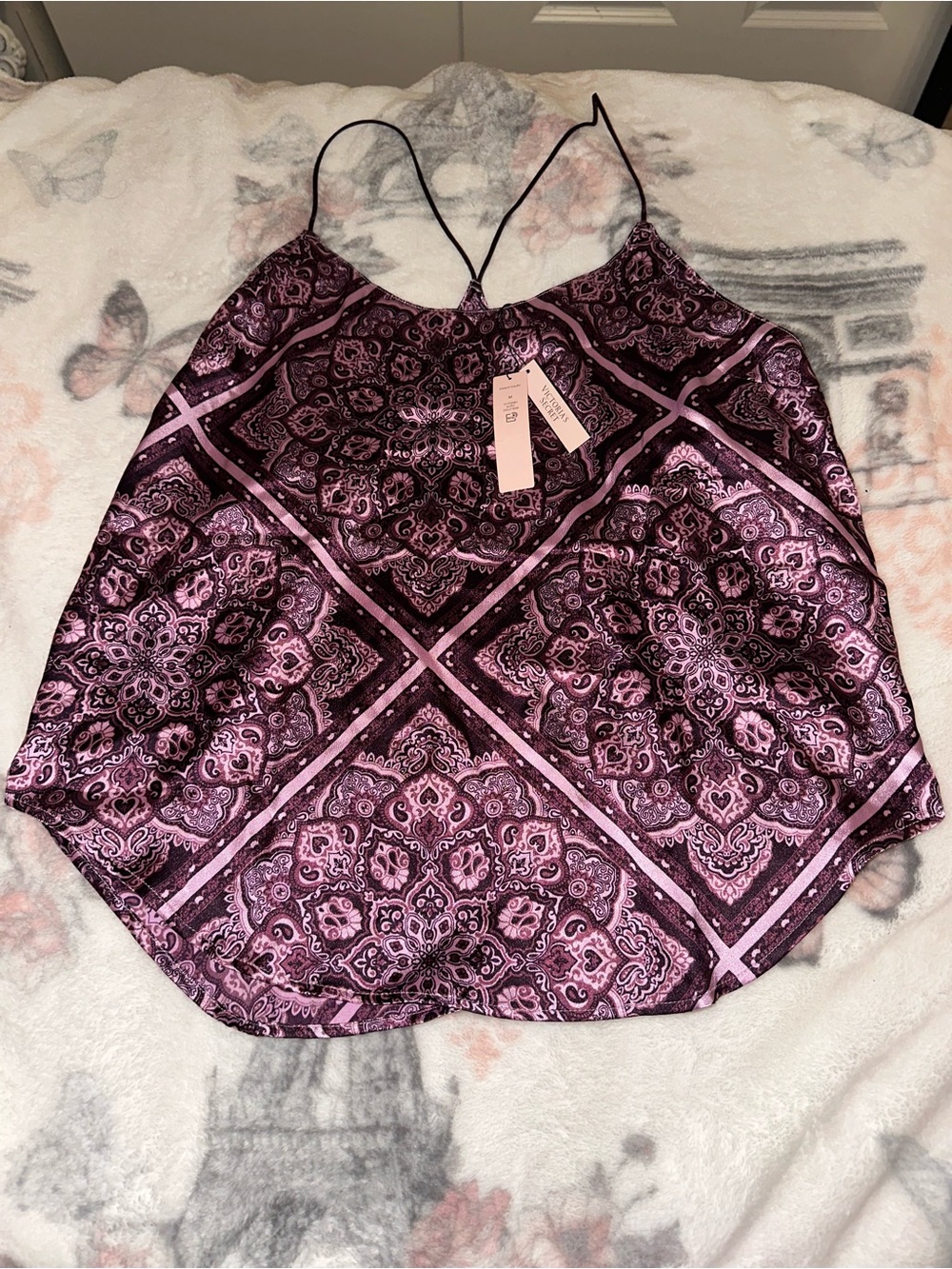 Victoria's Secret Purple and Pink Paisley Satin Cami